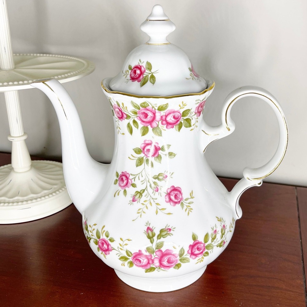 Winterling Kirchenlamitz Bavaria Pink Rose Tea Pot 10" Vintage German Porcelain